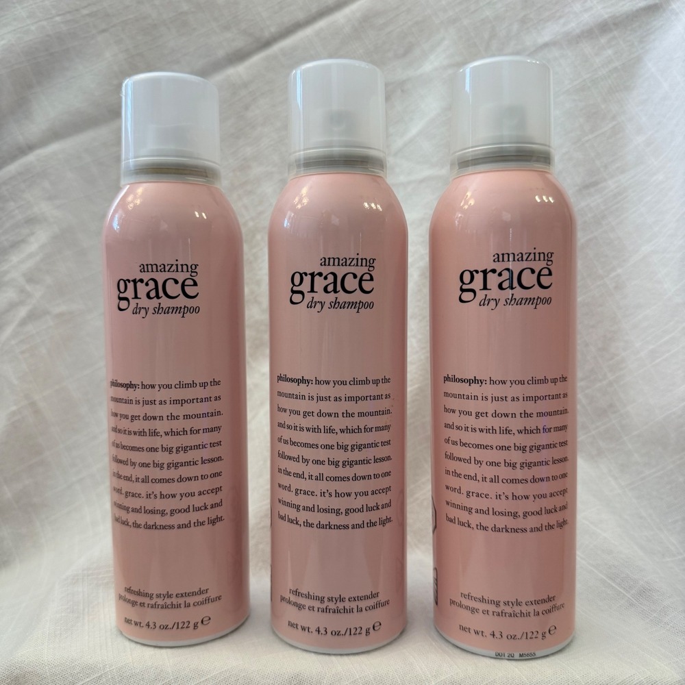 Philosophy Amazing Grace Dry Shampoo 4.3oz Pink 3 Pack Refreshing Style Extender